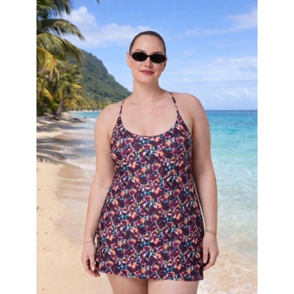 Andie X Lands’ End Tugless Fiji Swim Dress Multi Floral XXXL